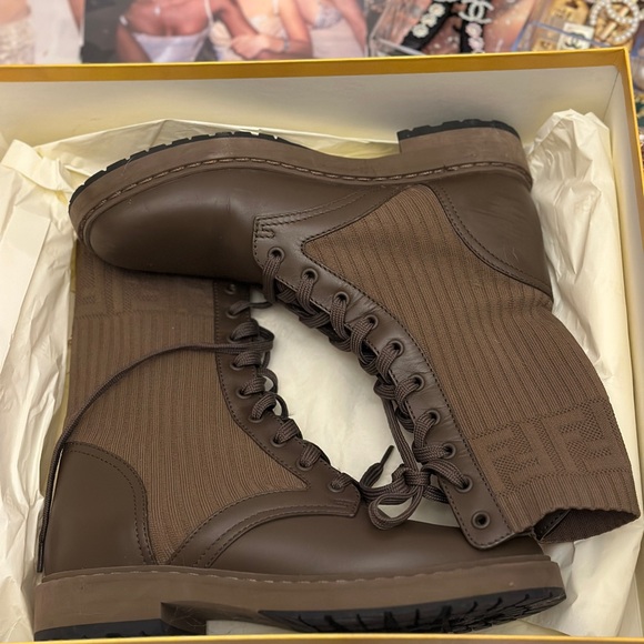 Fendi W. Biker/Calf Leather + Fabric